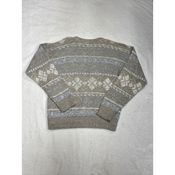 Vintage Iredell County Knit Argyle Sweater Biege Men's Size Medium USA Made - Picture 9 of 9